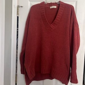 Arula/A Beautiful Soul vneck LS pullover sweater in Cranberry